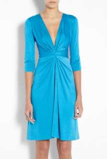 Issa  Aquamarine Gather Waist Silk Jersey Dress by Issa