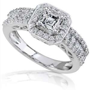   Carat 14k White Gold Asscher Cut Diamond Engagement Ring   Size 8