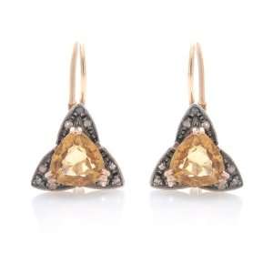  Estate 14k Yellow Gold Diamond Citrine Earrings Jewelry