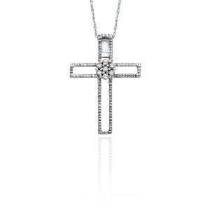   Gold 1/10 ct. Diamond Cross Pendant with Chain Katarina Jewelry