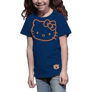 NCAA Auburn Tigers Hello Kitty Inverse Girls Crew Tee Shirt  