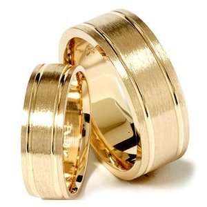 Pompeii3 Inc. Matching His Hers 14K Yellow Gold Wedding Ring Band Set 