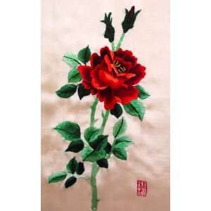  Beautiful Chinese Hand Silk Embroidery Flower Rose 