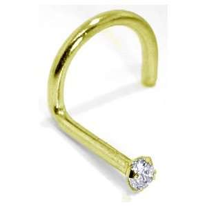   REAL DIAMOND 14kt Yellow Gold Jewel Nose Ring Twist / Screw Jewelry