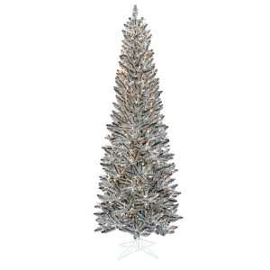 Pre Lit Silver Pewter Artificial Pencil Christmas Tree   Clear 