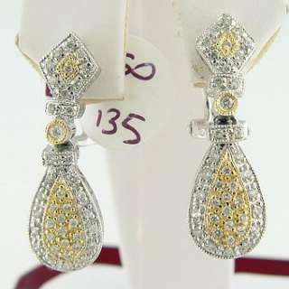 CT Diamond Ladies Earrings 14k Two Tone Gold  
