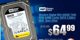 Western Digital RE4 500GB 7200 RPM 64MB Cache SATA 3.0Gb/s HDD  Bare 