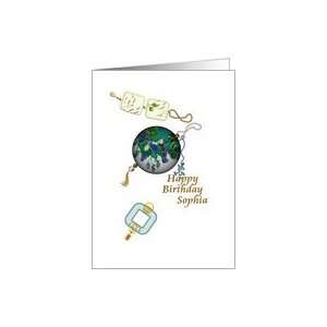  Birthday, for Sophia, crystal and glass charms Card 