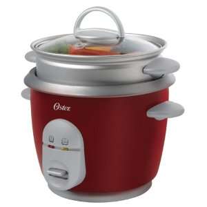 Oster 4722 6 Cup (Cooked) Rice Cooker with Steaming Tray, Red  