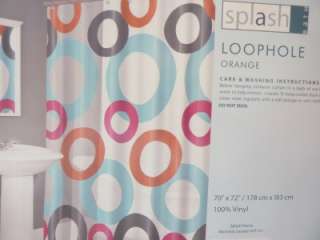Splash Bath Loophole Orange Shower Curtain Hook Set NIB  