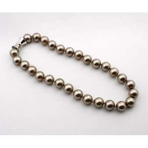 Pearl Strand Necklace 14 mm With Light Brown Seashell Pearls 18 Inch 