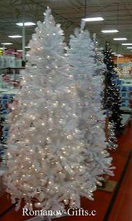 Art Deco WHITE Slim Alaska Christmas Tree 7 Foot Pre Lit Clear, hinged 