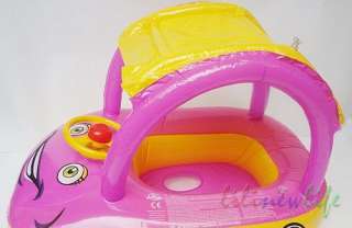 Inflatable Baby Swim Seat Boat Float Car Sunshade Swim Pool Purple 
