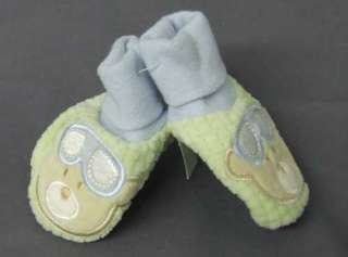 Little Me Velour Airborne Bear Plane Sleeper Booties 3M  