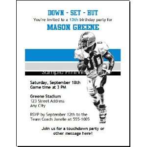   Panthers Colored Football Birthday Party Invitation 