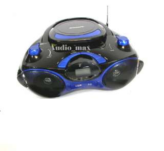   AM FM//USB/SD/AUX IN RADIO BOOMBOX CD PLAYER REMOTE CONTROL BLUE
