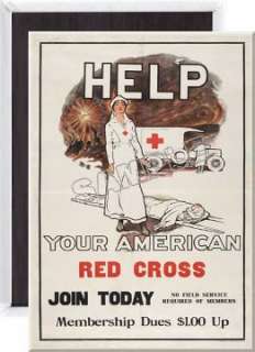 American Red Cross   War Propaganda Poster Refrigerator Magnet Sign 