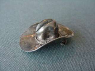 Vintage Sterling Silver Cowboy Hat Pin Not Quite 10 Gallons  