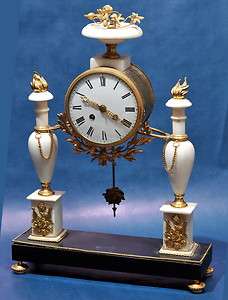 Antique Napoleonic Marble & Bronze Mantel Clock 1835 Neoclassical 