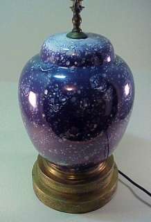 1940s Vintage Blue Oil Spot Porcelain Lamp  