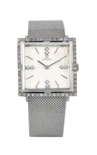 Vintage Omega Diamond Bezel Lady Watch Square 14k Gold  