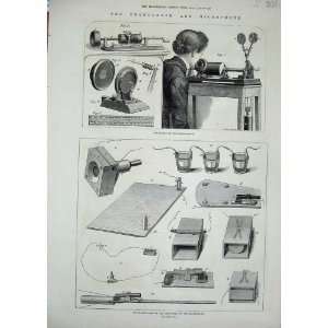  1878 Phonograph Microphone Apparatus Machinery Print