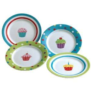  Tag Party Appetizer Plates, Cupcake Design, Assorted 