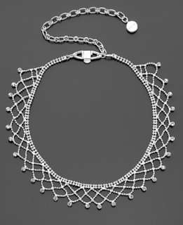 Givenchy Necklace, Silvertone Crystal Choker   Fashion Jewelry 