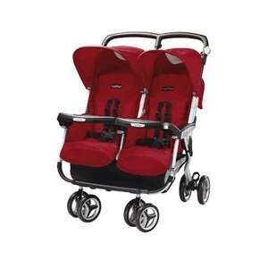  Peg Perego 2011 Aria Twin 60/40 Stroller in Geranium Baby