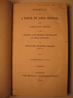 1824 JOURNAL OF A TOUR IN ASIA MINOR W/ MAP  
