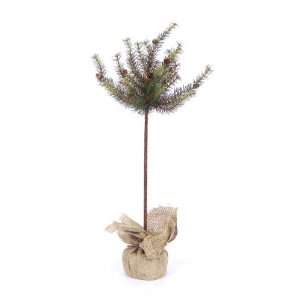 Pack of 3 Artificial Spruce Pine Cone Topiary Trees with Burlap Bags 