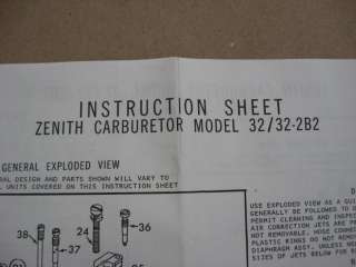 75 76 VW MK1 Rabbit Golf Jetta Zenith Carb Rebuild Kit  