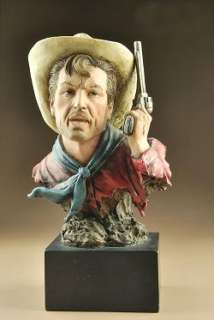 Resin Western Cowboy Bust Statue Figure 8.5High B  
