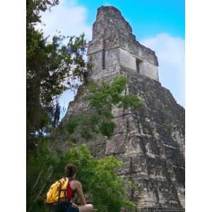  Western Traveler with Temple I, Tikal Ruins, Guatemala 