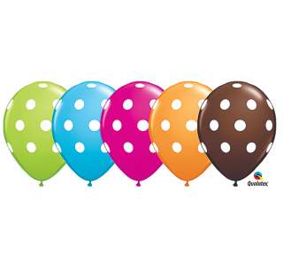   DOTS ASSORT 16 Balloons BIRTHDAY BABY SHOWER BRIDAL W/ FREE RIBBON