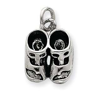  Sterling Silver Antiqued Baby Shoes Charm Jewelry