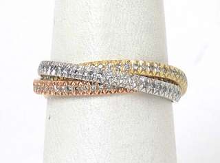 14K TRI COLOR GOLD DIAMONDS ROLLING BAND RING  
