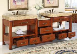   Double Sink Bathroom Vanity Cabinet (Natural Cherry Finish)  