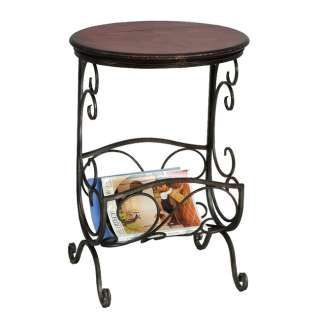 Casa Cortes Metal Magazine Rack with Wooden Accent Table  
