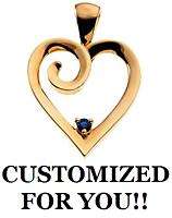 MOTHERS JEWELRY 10K Gold Heart Necklace w/ Birthstones  