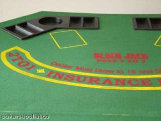 Folding Poker Blackjack Table Top with chips trays  
