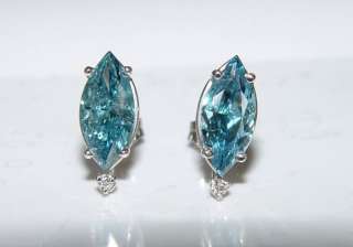 22CT IRRADIATED Blue Diamond Stud Earrings 14K  