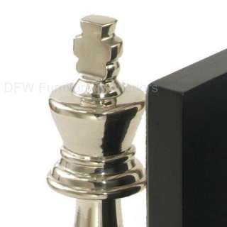 KING AND QUEEN CHESS PIECE NICKEL BOOKENDS  GIFT  