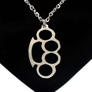 Silver Brass Knuckles Chain Designer Large Necklace  