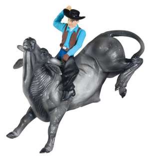 Breyer Stablemates Toy Plat Set ~ Rodeo Bull & Cowboy Figure Loco 