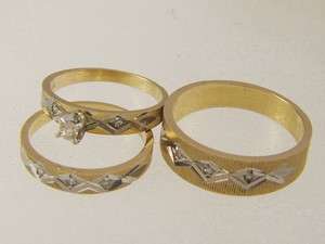   DIAMOND HIS & HERS WEDDING BANDS / THREE PIECE BRIDAL SET RINGS  