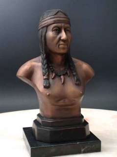 Bronze Plains Indian Bust Metal Sculpture American Art  