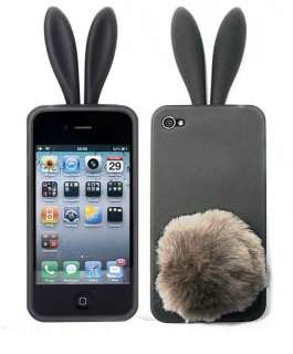 Soft Cute Rabbit Bunny Ears Tail Silicone Bumper Case Cover for Iphone 