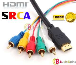 Gold HDMI to 5 RCA 5RCA Adapter AV Cable 5FT 1.5M  