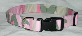 Pink Camouflage Designer Dog Collar or Collar w/Leash  